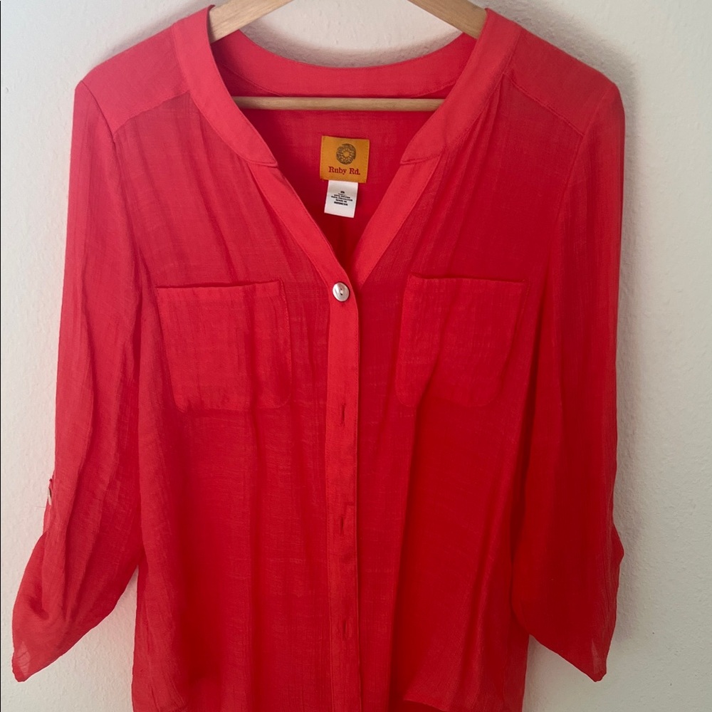 Ruby Rd. Scarlet Button-Up Blouse